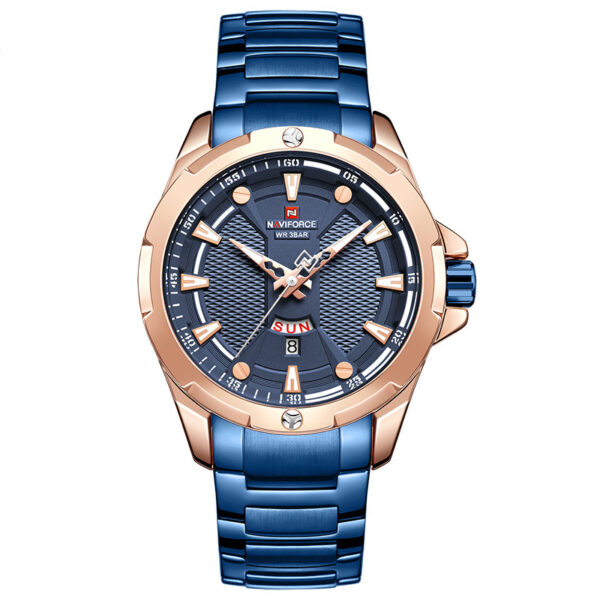 Men's Casual Watch Men's Steel Band Calendar Waterproof Sports Quartz Watch Men's Watch - Image 3