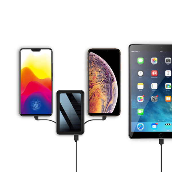 Square Aluminum Shell Solar Power Bank With Cable - Image 2