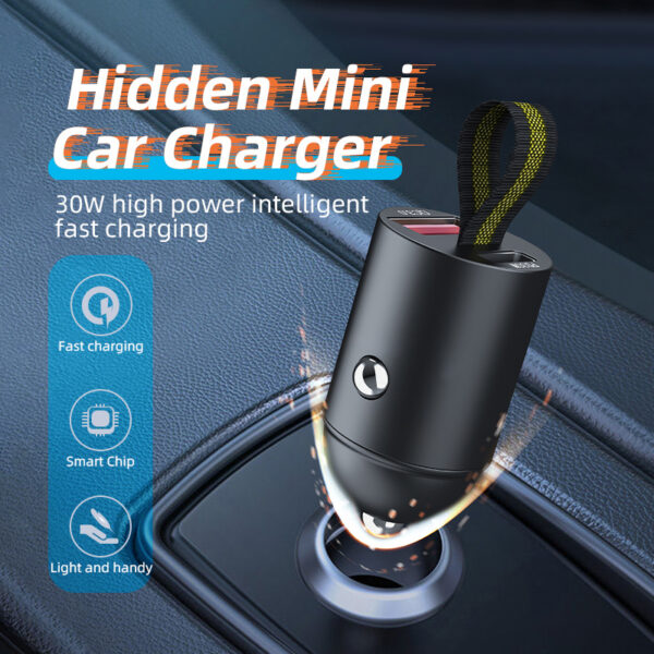 90W Car Charger Fast Charger Mini Metal Car Charger PD30W Fast Charging Hidden Mini Car Charger QC3.0 Car Charger - Image 10