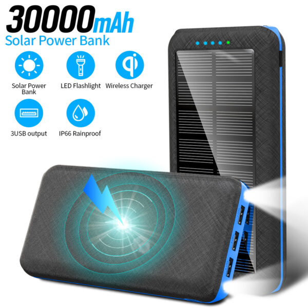 3Usb Wireless Solar Power Bank Double Lights - Image 3