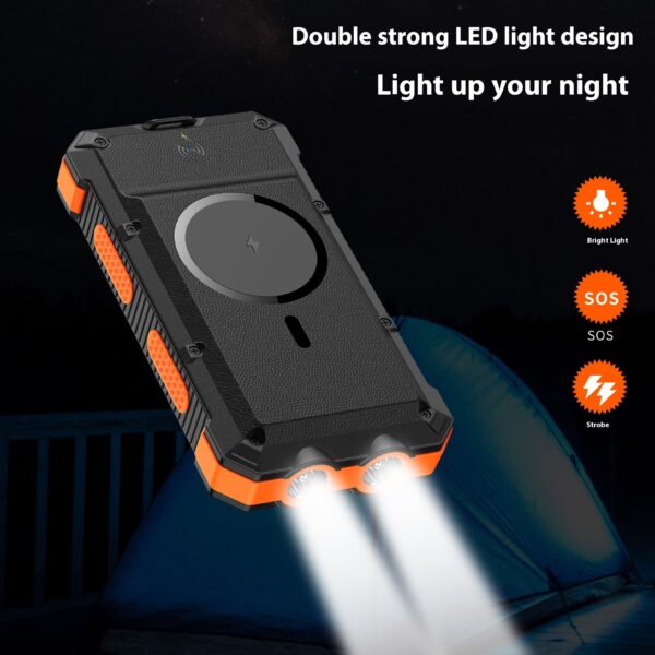 Solar Magnetic Wireless Charger Power Bank 20000 MA Outdoor Lighting Waterproof - Image 5