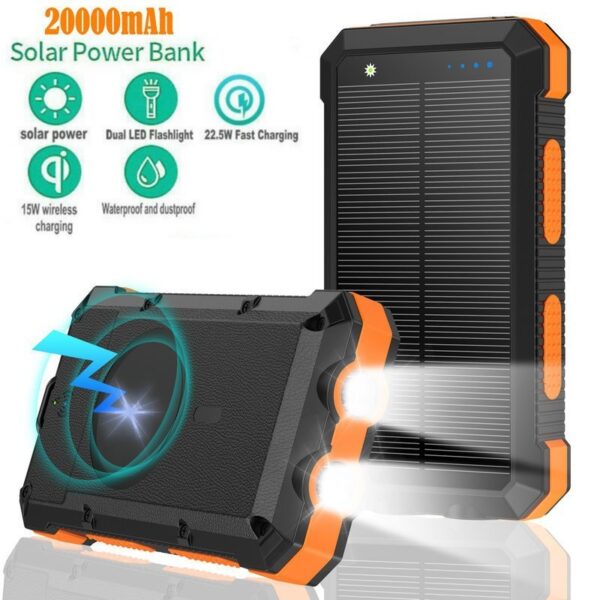 Solar Magnetic Wireless Charger Power Bank 20000 MA Outdoor Lighting Waterproof - Image 8