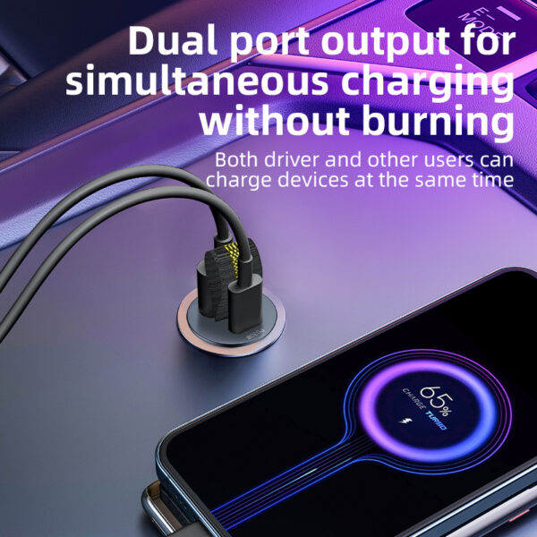 90W Car Charger Fast Charger Mini Metal Car Charger PD30W Fast Charging Hidden Mini Car Charger QC3.0 Car Charger - Image 2