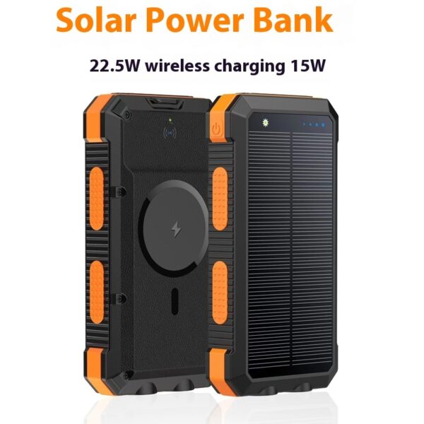 Solar Magnetic Wireless Charger Power Bank 20000 MA Outdoor Lighting Waterproof - Image 2