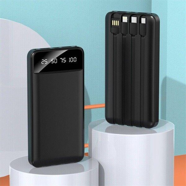 Portable Power Bank 10000mAh Power Bank - With 4 Built-in Cables Power Bank - Image 2