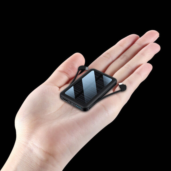 Square Aluminum Shell Solar Power Bank With Cable - Image 4
