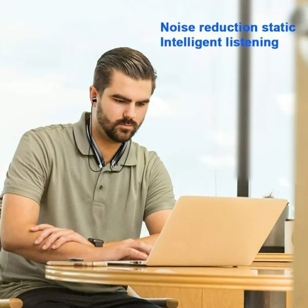 Bluetooth Headset, Bluetooth 5.0 Neckband Wireless Headset Retractable Earbuds - Image 4