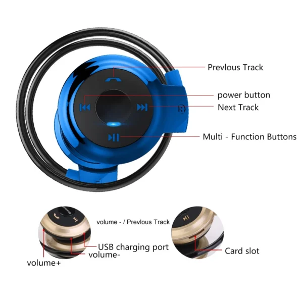Bluetooth Over-Ear Neckband Wireless Stereo Headphones Mic Handsfree Earphone - Image 4