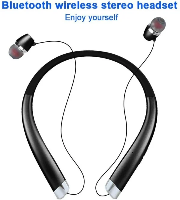 Bluetooth Headset, Bluetooth 5.0 Neckband Wireless Headset Retractable Earbuds - Image 8